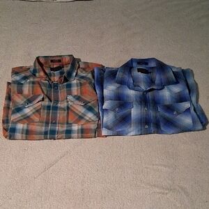 Pendleton Men's Casual Plaid Shirts - Blue and Orange
